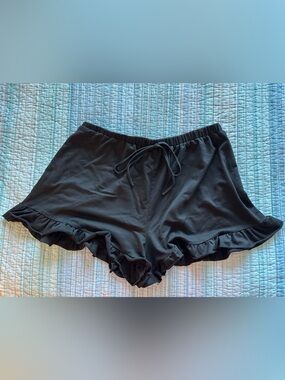 Main Strip Black Ruffle-Trim Lounge Shorts